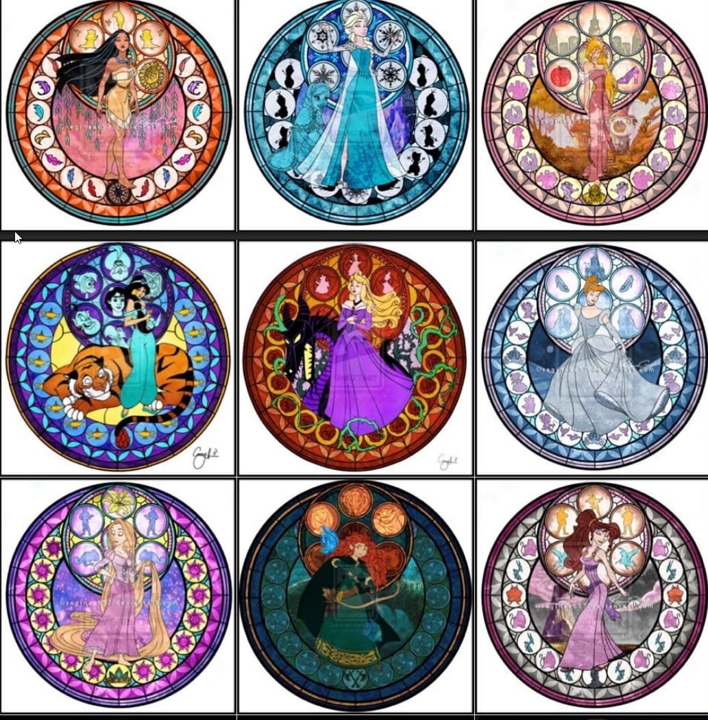 Disney Round Stained Glass - Coloring Book · 1
