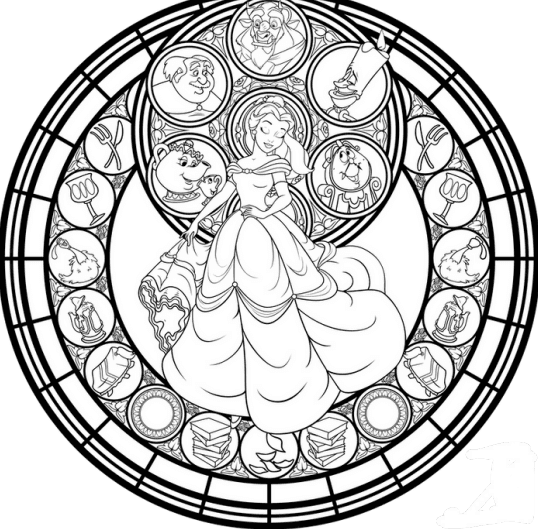 Disney Round Stained Glass - Coloring Book · 3