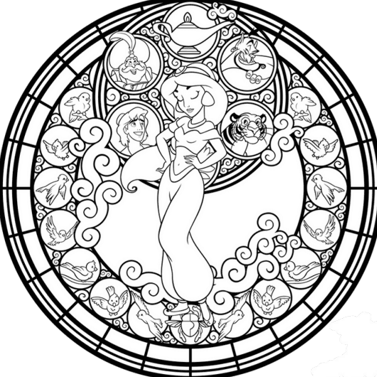 Disney Round Stained Glass - Coloring Book · 2