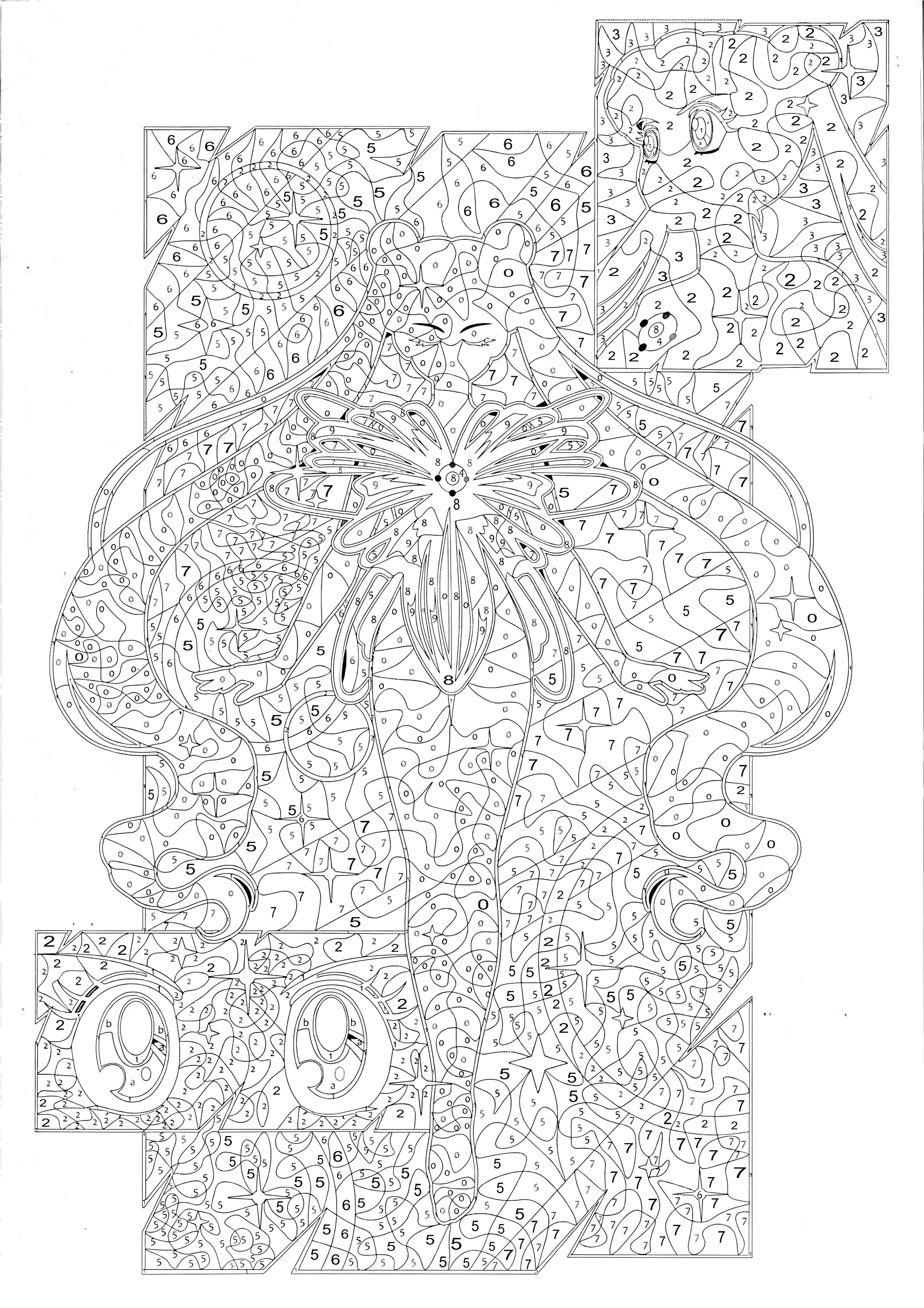 Sailor Moon · esempio di pagina da colorare con numeri