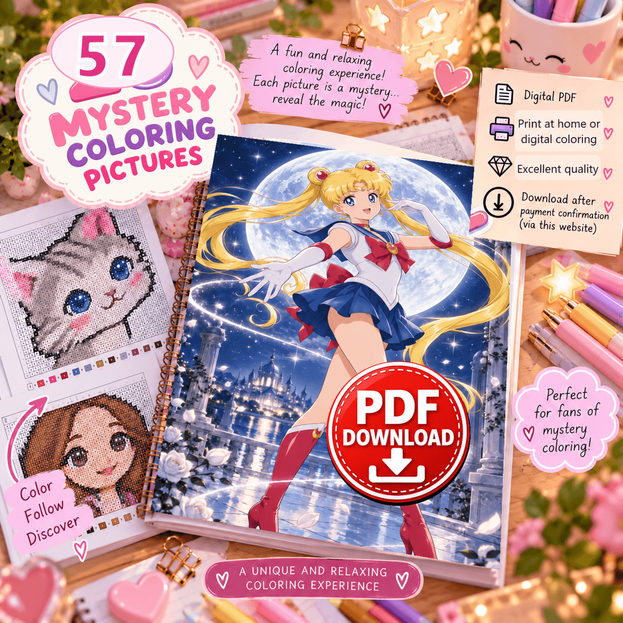 Sailor Moon · PDF digitale con 57 illustrazioni