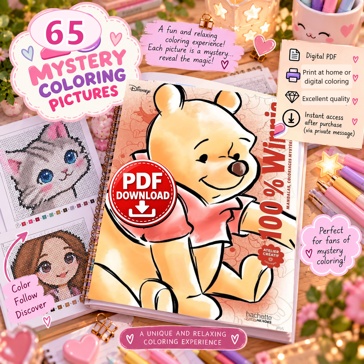 Copertina coloriage: 100% Winnie - MANDALA, COLORIAGES - SCENES