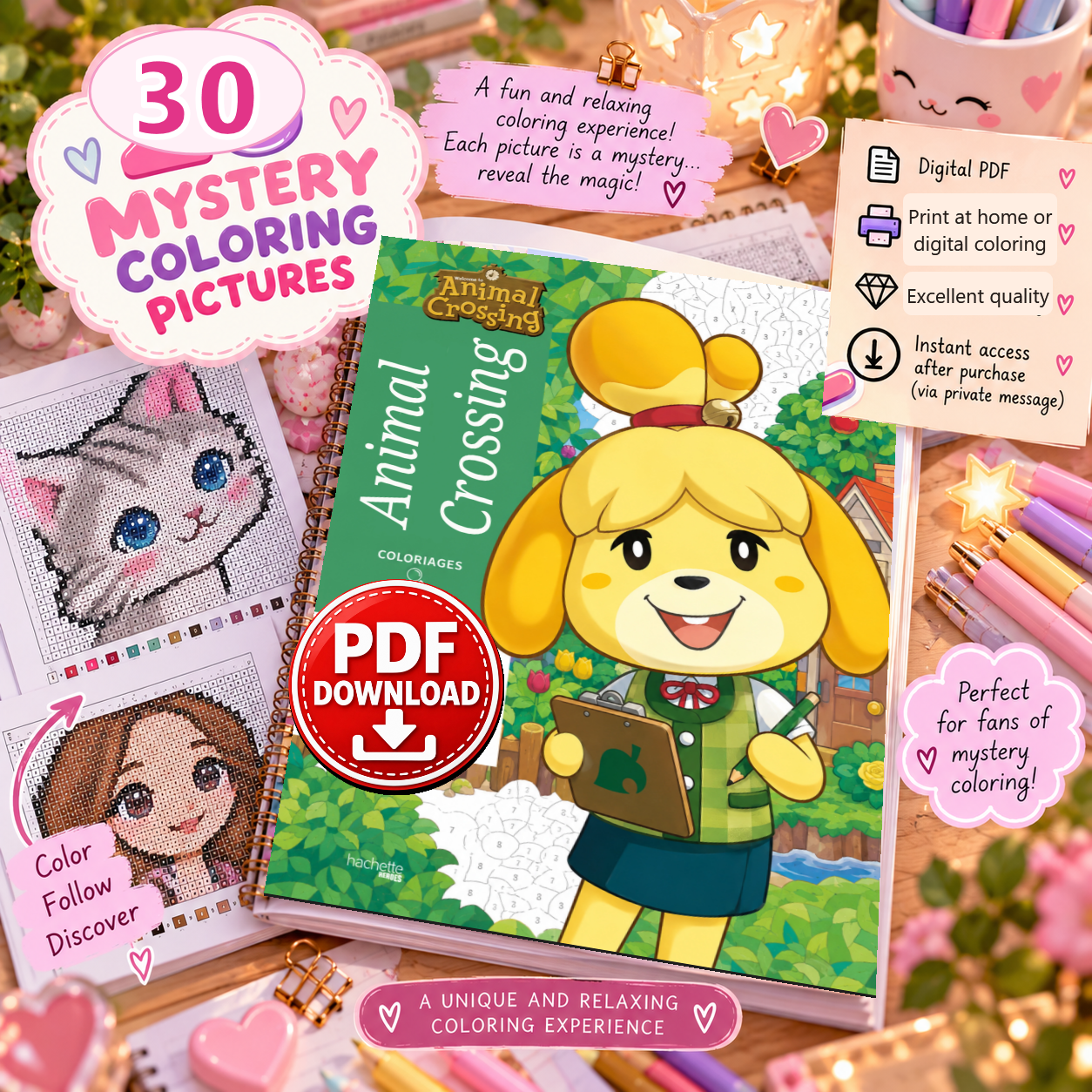 Copertina coloriage: Animal Crossing - Coloriages Mystère (Édition récente) PDF download