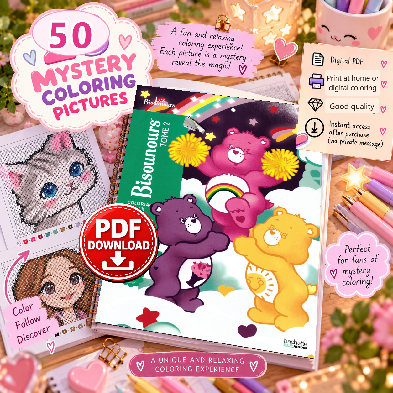 Copertina coloriage: Bisounours - Tome 2 - Mystery Coloring Book PDF