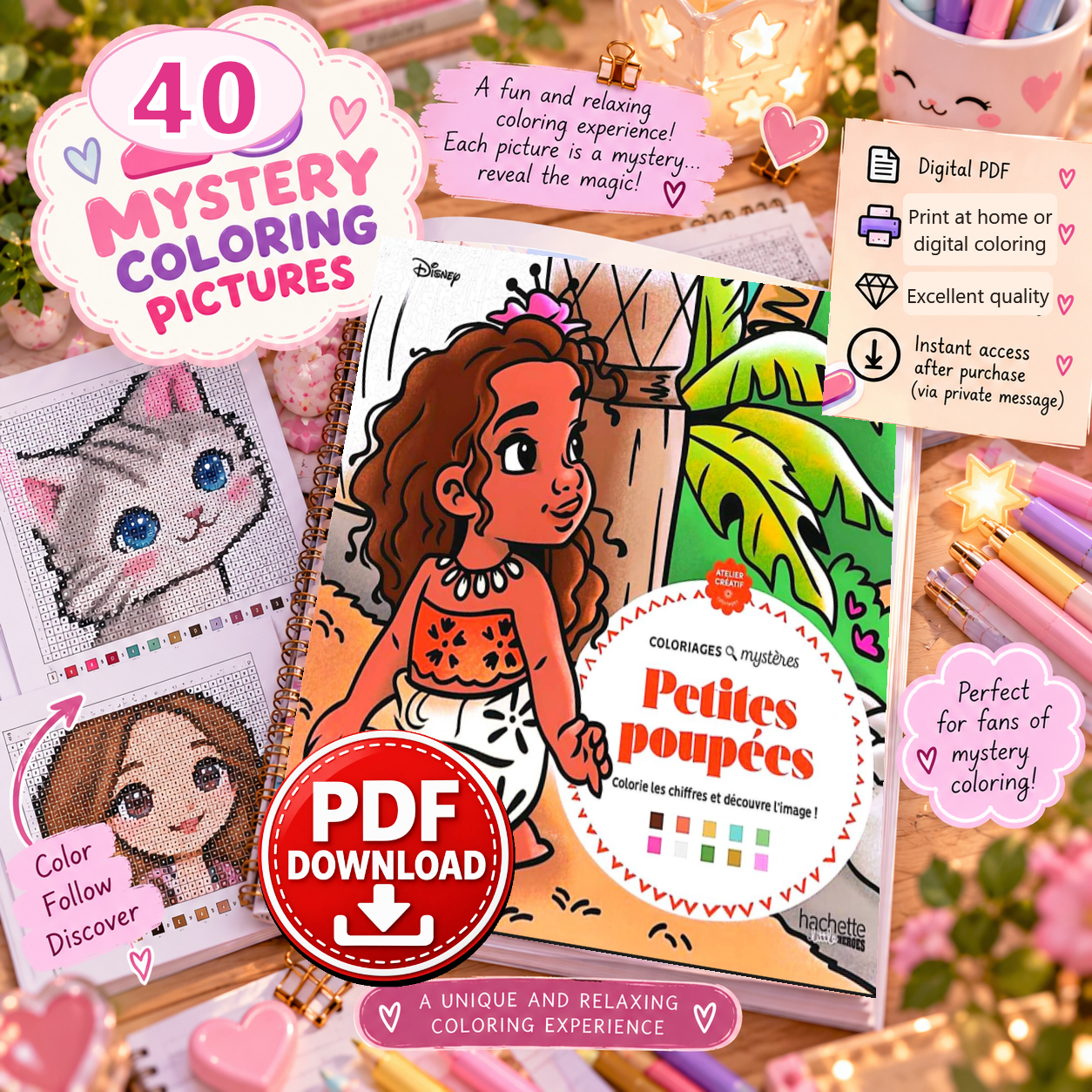 Copertina coloriage: Carré Petites Poupées - Coloriages Mystère PDF download