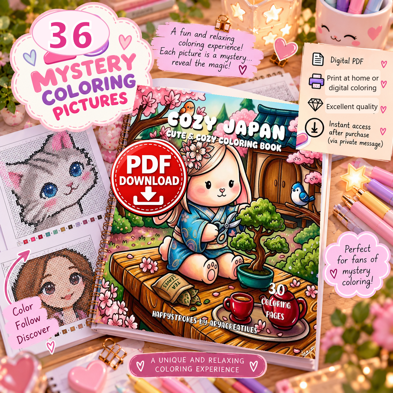 Copertina coloriage: Cozy Japan - Cute Scenes Coloring