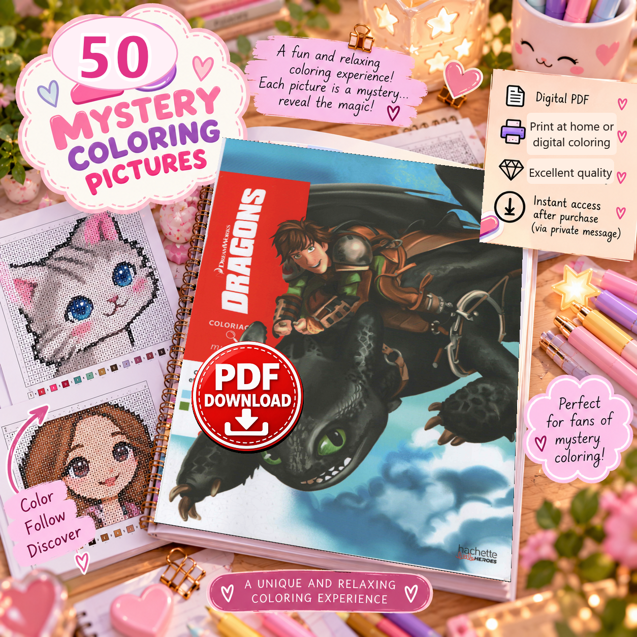 Copertina coloriage: Dragontrainer - Mystery Coloring Book PDF