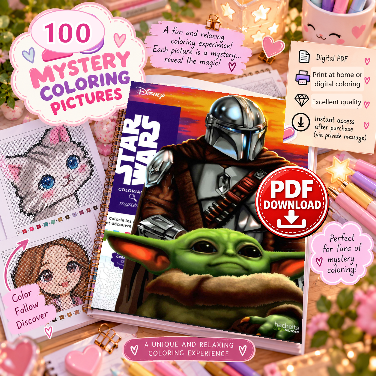 Copertina coloriage: Mandalorian - Coloriages Mystère  PDF download