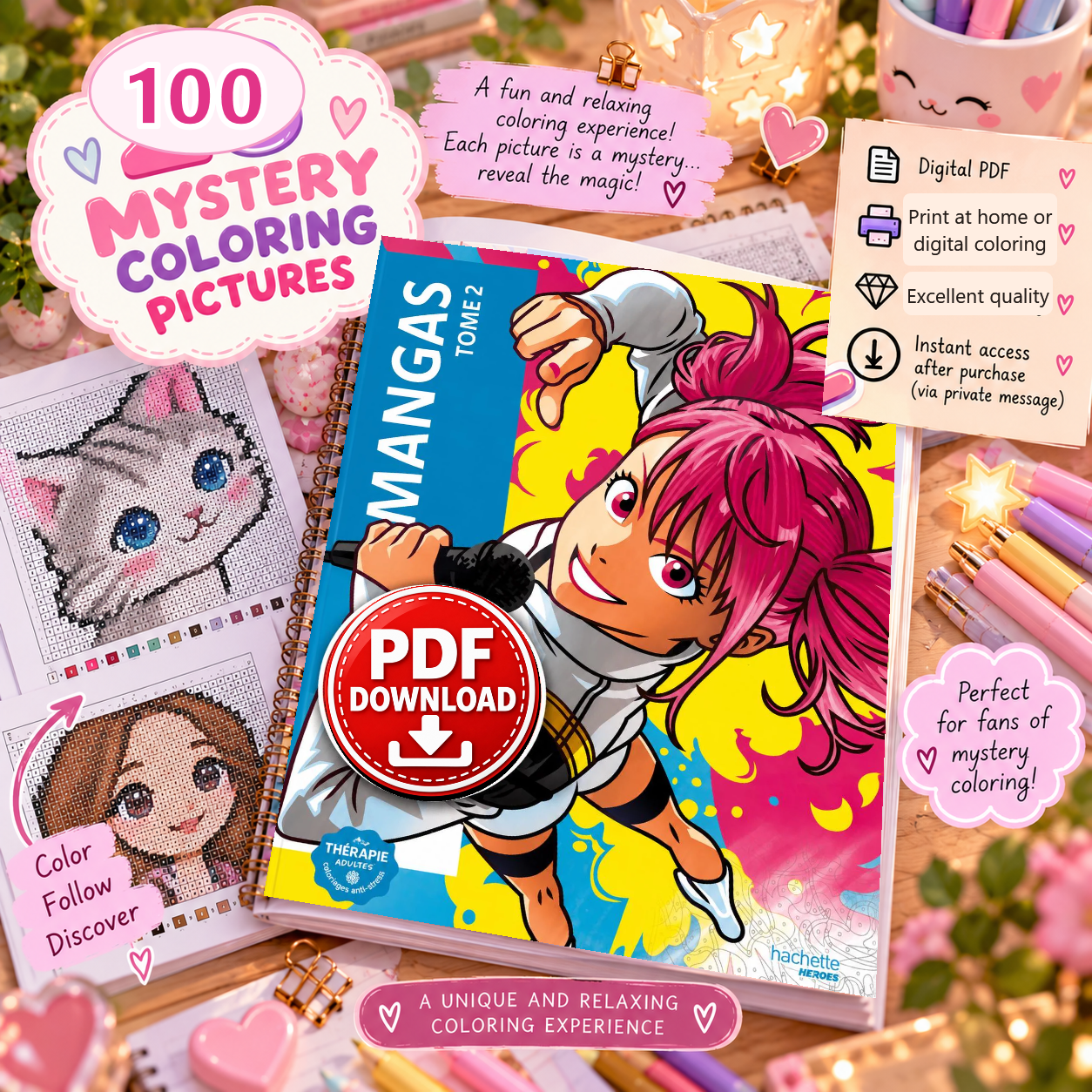 Copertina coloriage: Manga Tomo 2 - Coloriages Mystère