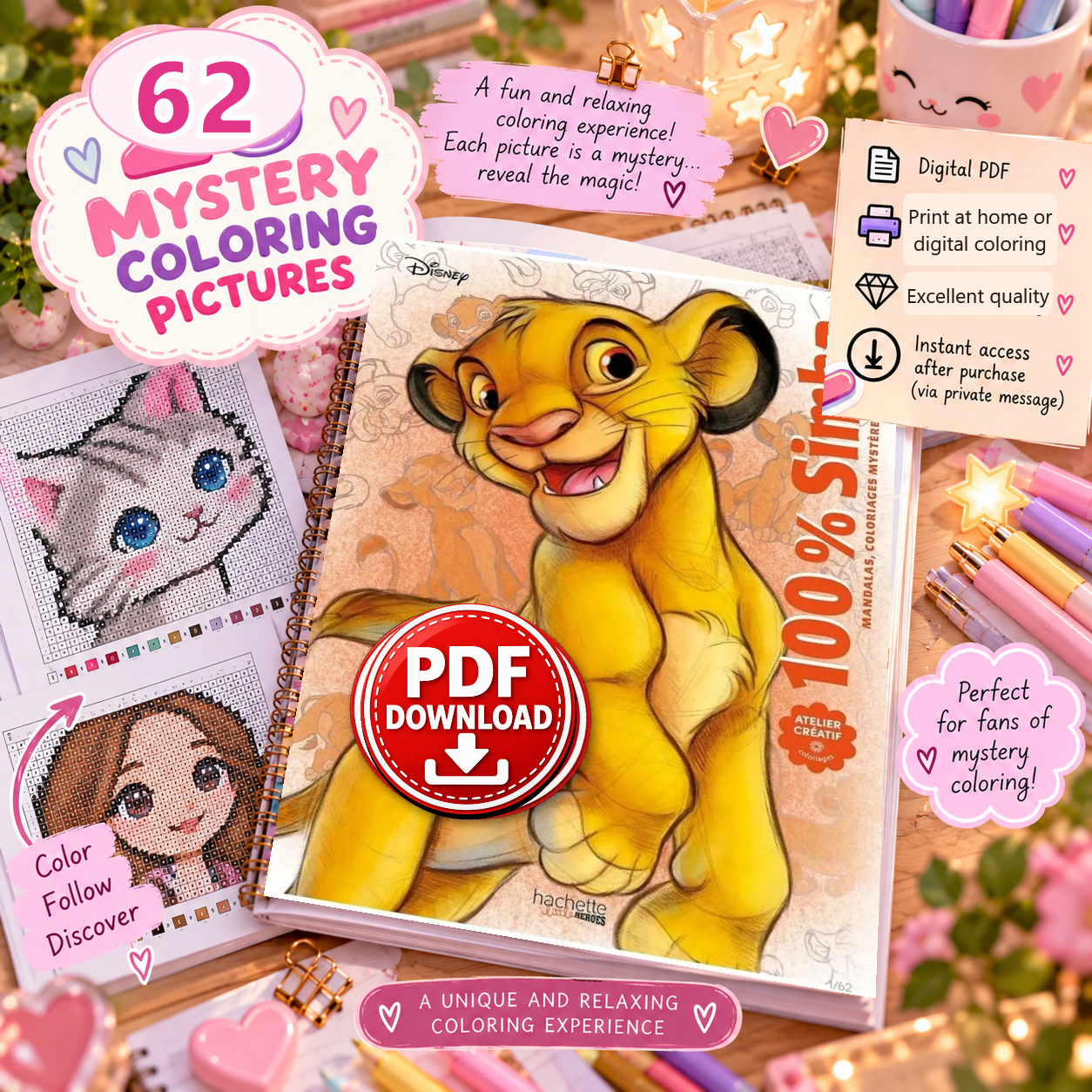 Copertina coloriage: 100% Simba - Mandala - Coloriages - Scenes PDF DOWNLOAD