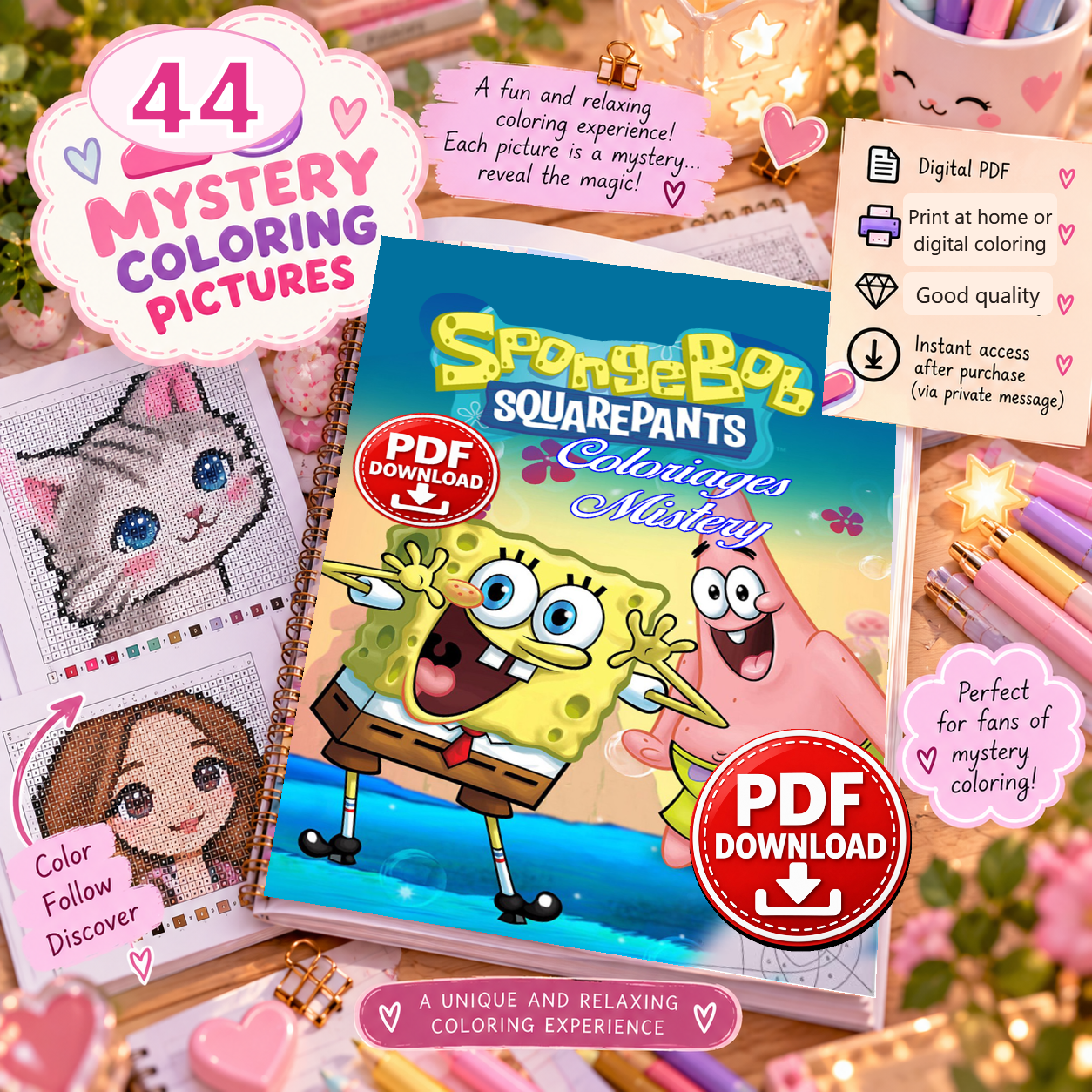 Copertina coloriage: SpongeBob - Coloriages Mystère  PDF download