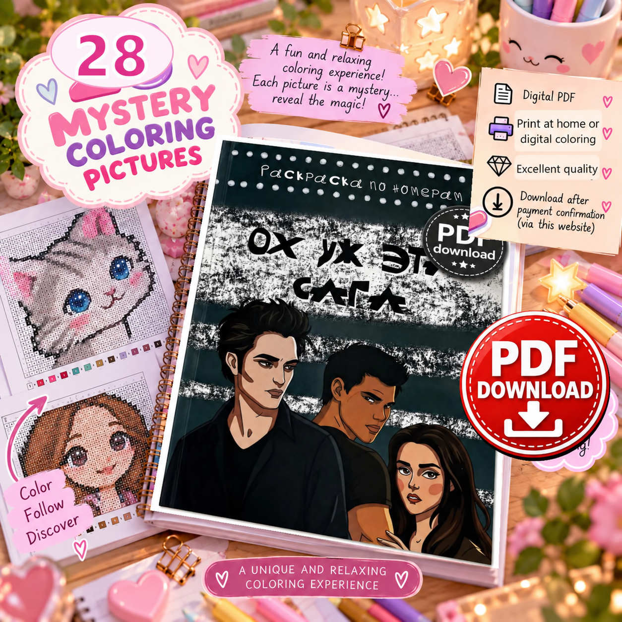 Copertina coloriage: Twilight Movie - Coloriages Mystère PDF download