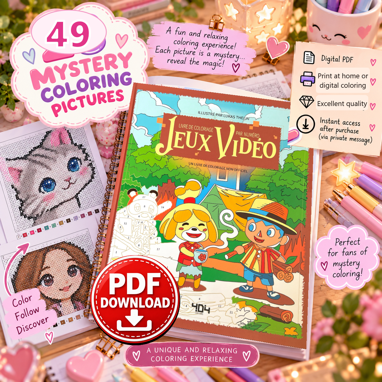 Copertina coloriage: Videogames- Coloriages Mystère PDF download