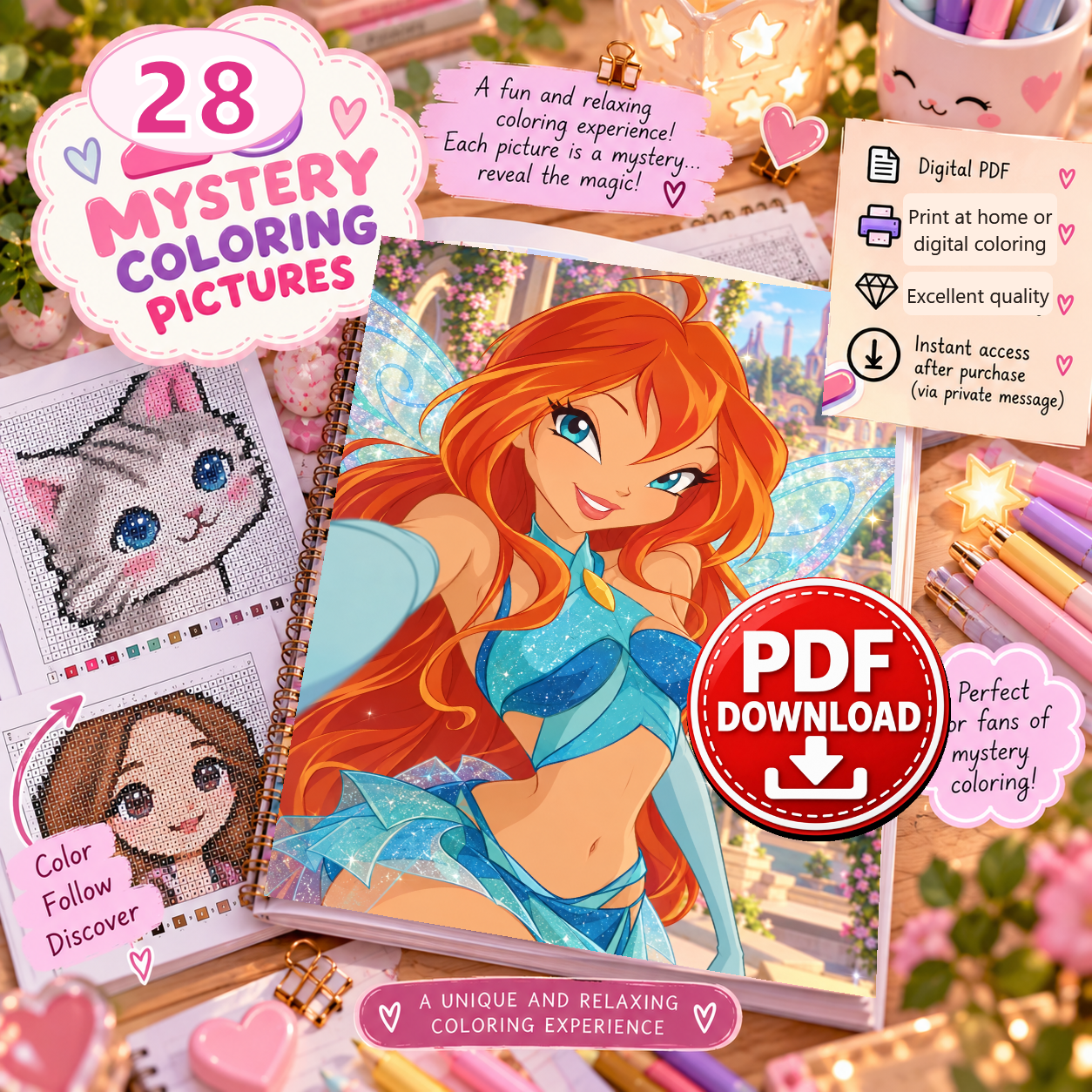 Copertina coloriage: Winx Club - Fairy Selfie - FANMADE Mystery Coloring Book PDF