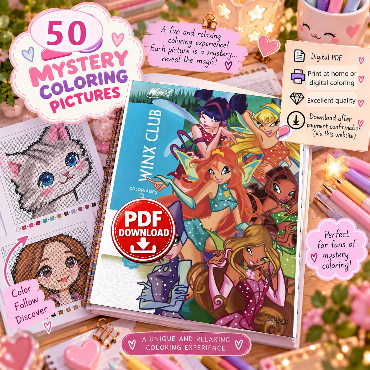 Copertina coloriage: Winx Club - Coloriages Mystère (Édition récente) PDF download